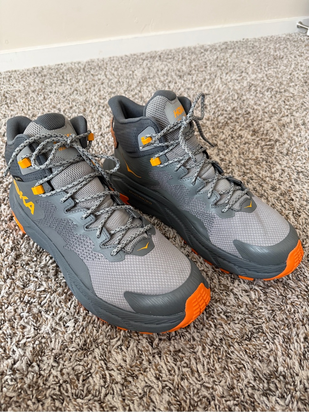 Hoka Gray and Orange Men's Trail Shoes NWOT - Picture 3 of 10